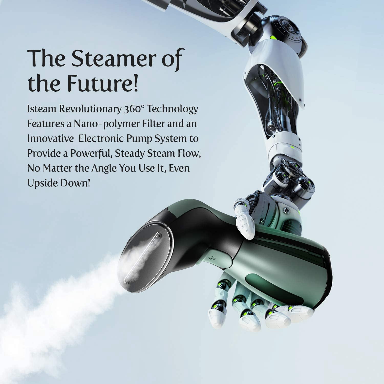 iSteam Steamer for Clothes Luxury Edition Upgraded with 360° Technology Spill-Proof MS208 Green