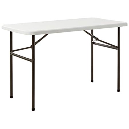 COSCO 4 ft. Straight Folding Utility Table  White  Indoor & Outdoor  Portable Desk  Camping  Tailgating  & Crafting Table