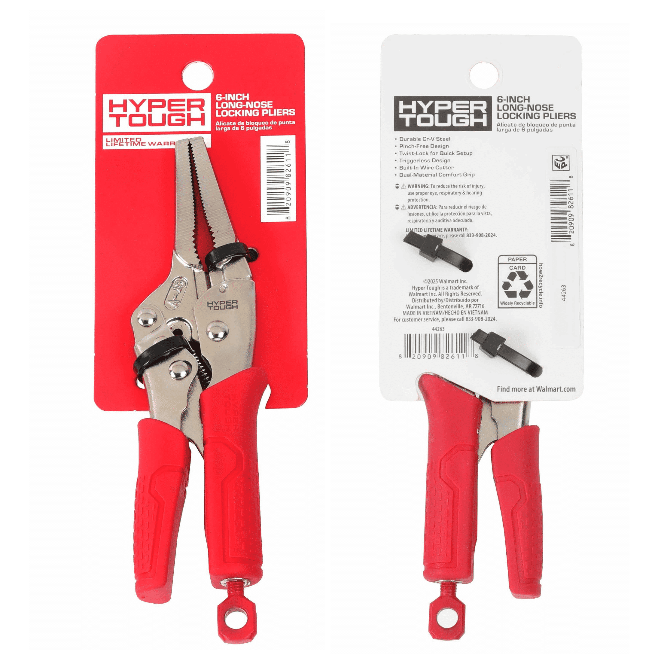 Hyper Tough 6-inch Long-Nose Locking Pliers with Triggerless