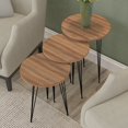 thumbnail image 5 of Set of 3 Nesting End Tables - PAK Home Pine Wood Round Stacking Coffee Side Accent Tables with Metal Legs for Living Room, Home Office, Nightstands for Bedroom, Sturdy & Easy Assembly, Walnut, 5 of 9