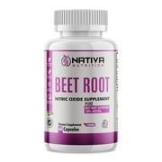 Nativa Nutrition - Organic Beet Root Powder Capsules 1300 mg Per Serving, 60 Capsules | Herbal Extract | Helps Reduce Blood Pressure, Heart Health, Athletic Performance |Gluten Free, Non-GMO