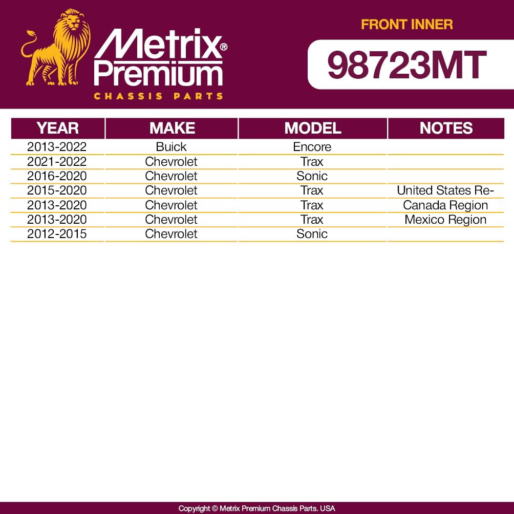 Metrix Premium Chassis Parts - 2 PC Front Inner Tie Rod End Kit Fits 13-22 Buick Encore, 13-22 Chevrolet Trax, 16-20 Sonic, 2012-2015 Chevrolet Sonic, Replacement EV800936