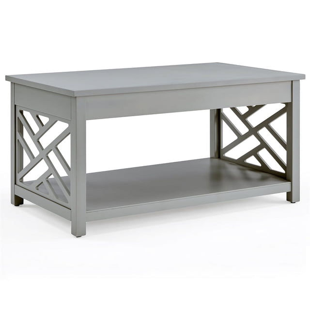 Alaterre Coventry Wood Coffee Table, Versatile Design with Open-Detailing and Additional Storage, Square Shape, Gray