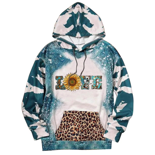 Blusa informal de manga larga con estampado de bolsillo y capucha para mujer Pompotops FGAJ18499