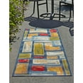 thumbnail image 3 of Unique Loom Outdoor Modern Collection Area Rug - Cubed (2' x 6' 1" Runner Multi/Blue), 3 of 11