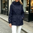 thumbnail image 4 of Hueook Winter Jackets for Women Trendy Coat with Hooded Plus Size Hooded Fitted Waist Windproof Jacket for Winter Outdoor Hiking Casual Versatile Outerwear Top Navy M, 4 of 7