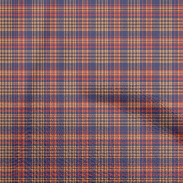oneOone Cotton Cambric Dark Blue Fabric Check Sewing Craft Projects Fabric Prints By Yard 42 Inch Wide