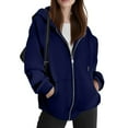 thumbnail image 3 of Mohiass Women's Zip Up Hoodies Casual Long Sleeve Hooded Sweatshirts with Pockets Dark Blue 2XL, 3 of 4