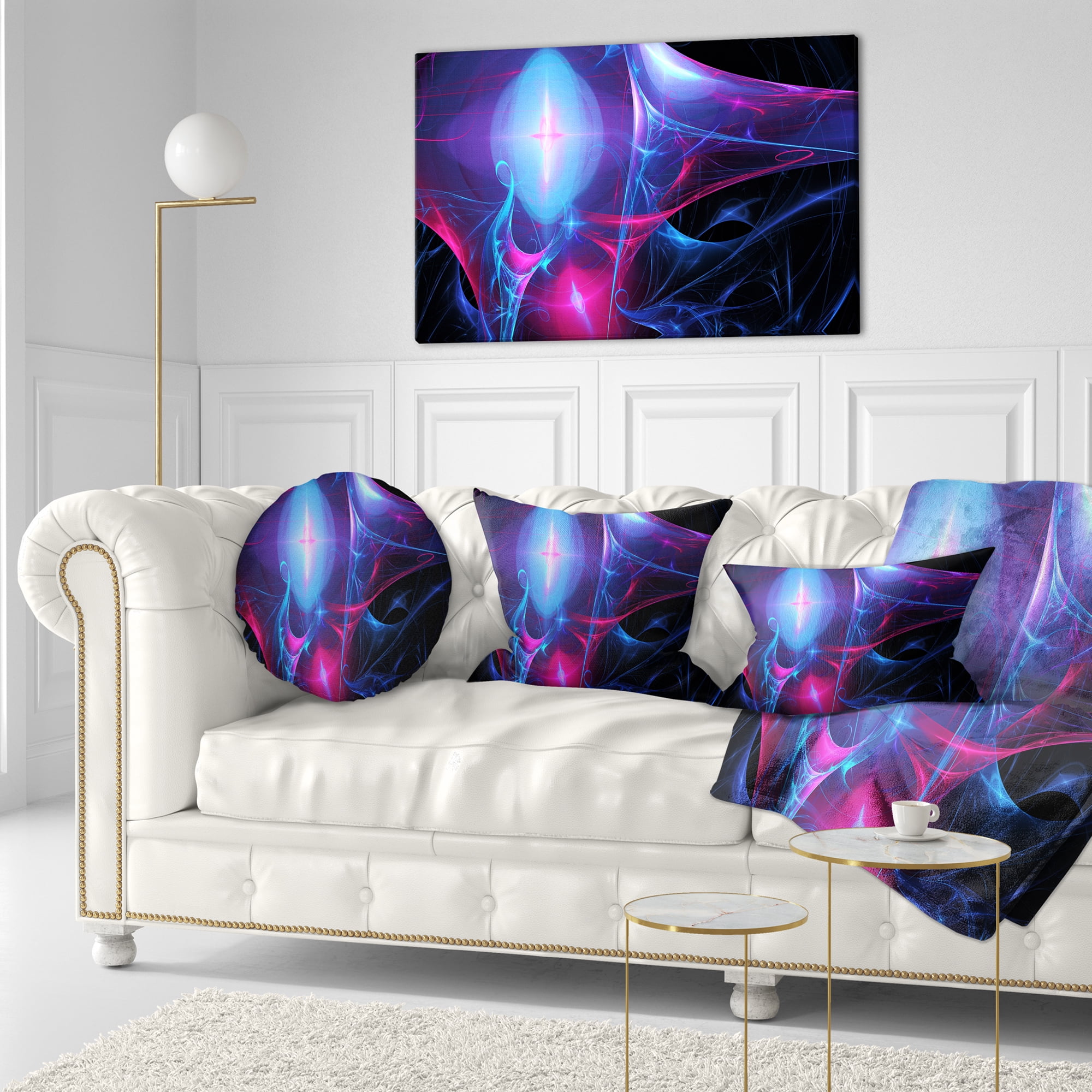 Designart Blue Bright Candle - Abstract Throw Pillow - 12x20
