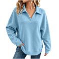 thumbnail image 4 of Hurxie Womens Oversized V Neck Fleece Sweatshirt Casual Long Sleeve Sweatshirts Collared Pullover Sweatshirts, 4 of 7