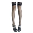 thumbnail image 1 of Medias altas de seda hasta el muslo para mujer, calcetines de silicona con encaje, medias superiores con lazo de satén, 1 of 5