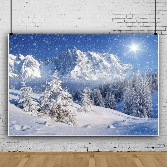 7x5ft Winter Great Snow Forest Pine Tree Mountain Christmas Backdrop