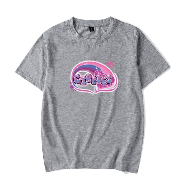 Larray Girlies Merch Short Sleeve T-shirt Unisex Fashion Crew Neck Top,Gray,XS