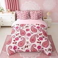 thumbnail image 2 of Erosebridal Girls Paisley Twin Bedding Sets, Pink Vintage Flower Bedding Comforter Set, Pink Reversible 7-Piece, 2 of 6