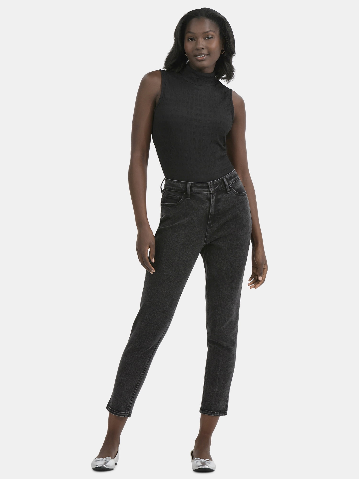 Time and Tru Women's High Rise Mom Jeans, 27" Inseam, Sizes 0-20
