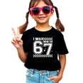 thumbnail image 2 of I was 6 Now I'm 7 Unisex Birthday Shirt for Boys & Girls Trendy Check 7th Birthday Tee Black Shirt Youth Medium, 2 of 5