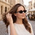 thumbnail image 5 of Retro Oval Sunglasses for Women Chic Cat Eye 90s Sunnies Y2K Trendy Narrow Shades Lightweight Frame UV Protection Designer Square Small Rectangle Sun Glasses, 5 of 5