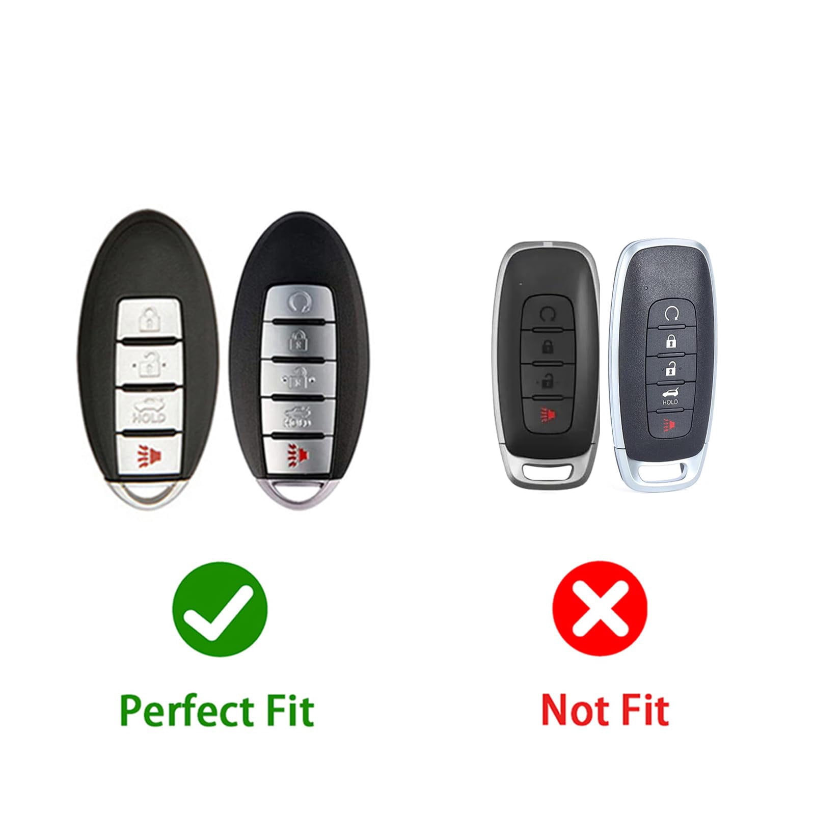 Zinc Alloy Metal Key Fob Case Cover Protector Shell Compatible with Nissan Altima Sentra Rogue Pathfinder Murano Armada Maxima Versa(4 Buttons