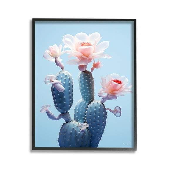 Stupell Industries Southwestern Pink Blooms Botanical & Floral Painting Black Framed Art Print Wall Art, 11 x 14