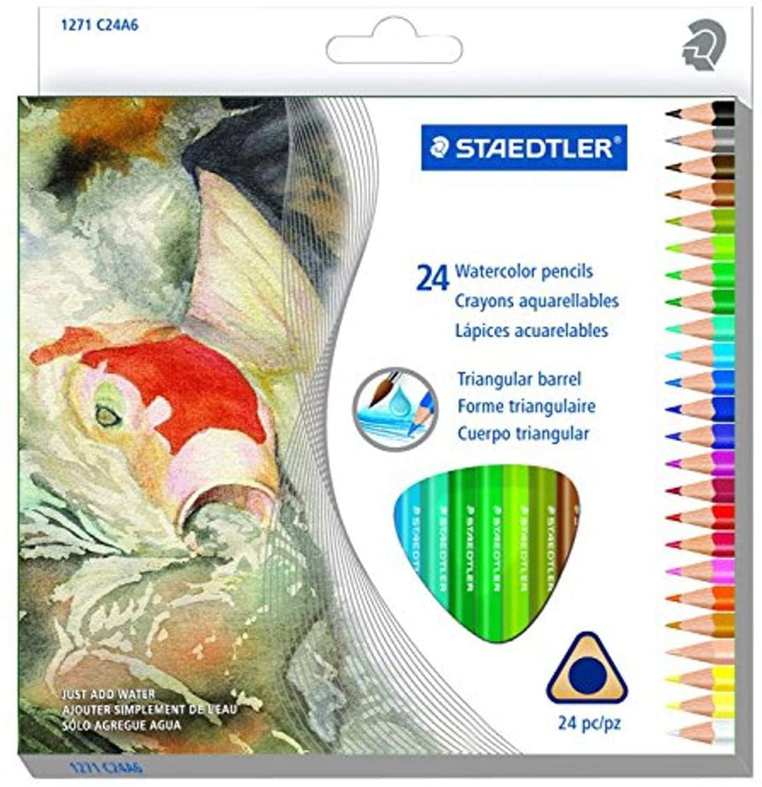 STAEDTLER AQUARELL WATERCOLOUR PENCILS Boxes of 12 or 24 coloured pencils 