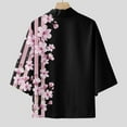 thumbnail image 6 of eileial Men's Kimono Cardigan Jackets Casual Long Sleeve Open Front Coat Lightweight Yukata Outwear,Pink XXXL, 6 of 6