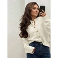 thumbnail image 2 of Long Sleeve Crewneck Button Down Womens Sweaters Fall Open Front Chunky Cardigan Sweaters for Women 2025 White XL, 2 of 5