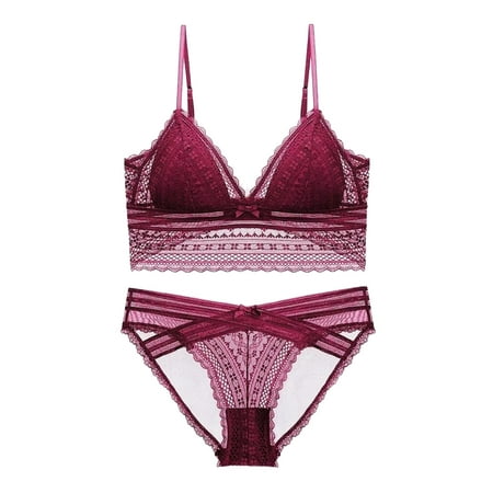 

Yubnlvae 2022 Women Thin Cup Lace Colorblock Bra Set Shaped Push Up Underwear Set