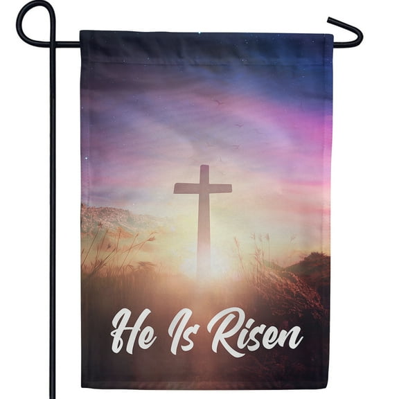 America Forever He is Risen Easter Day Garden Flag 12.5 x18 inch Double Sided Cross Religious Decorative Small Spring Holiday Seasonal Easter Day Flags for Outdoor Yard Lawn Decoration