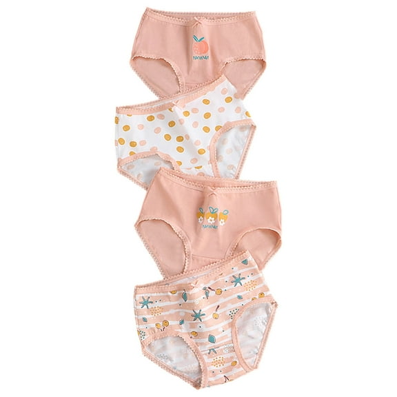 REDARER Girls' 4-Pack Cotton Briefs, Breathable Fairy Print Underwear with Lace Trim & Elastic Waistband,9-10 Years