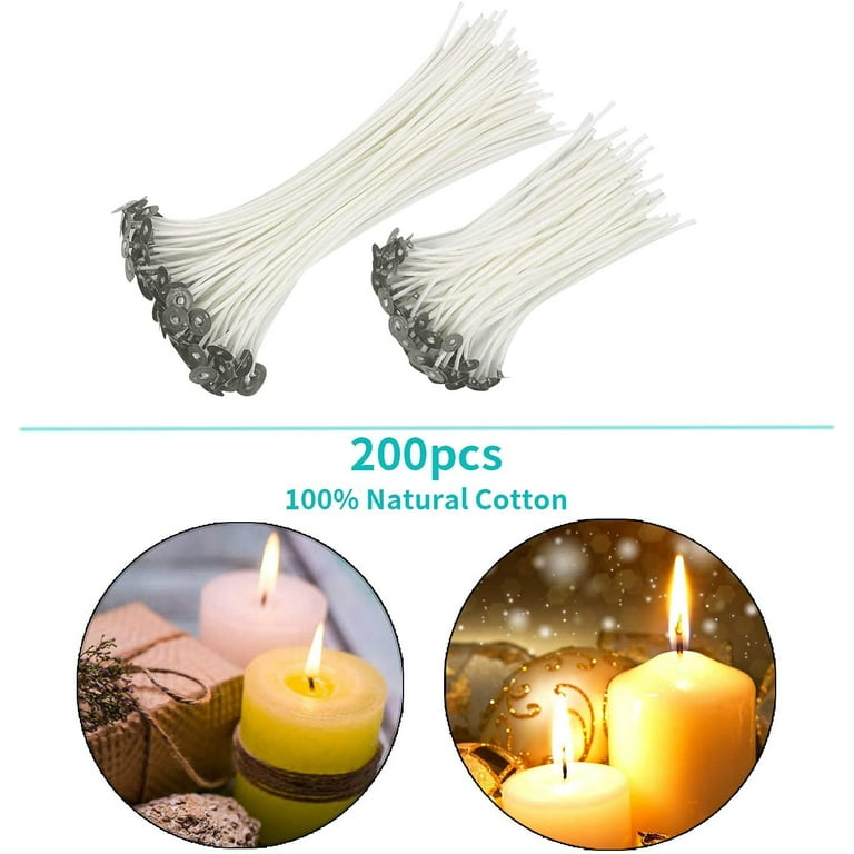 210 Pcs Candle Wicks for Candle Making 128 Pcs 6 inch & 8 inch Cotton  Candle Wicks for Candlemaking Low Smoke Natural Cotton 80Pcs Candle Wick  Stickers & 2Pcs Candle Wick Holder