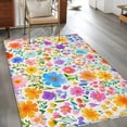 thumbnail image 2 of Colorful Floral Area Rugs 4x6 ft Spring Floral Watercolor Plant Washable Rug Non Slip Indoor Carpet Absorbent Floor Mat for Living Room Bedroom Dining Room, 2 of 9