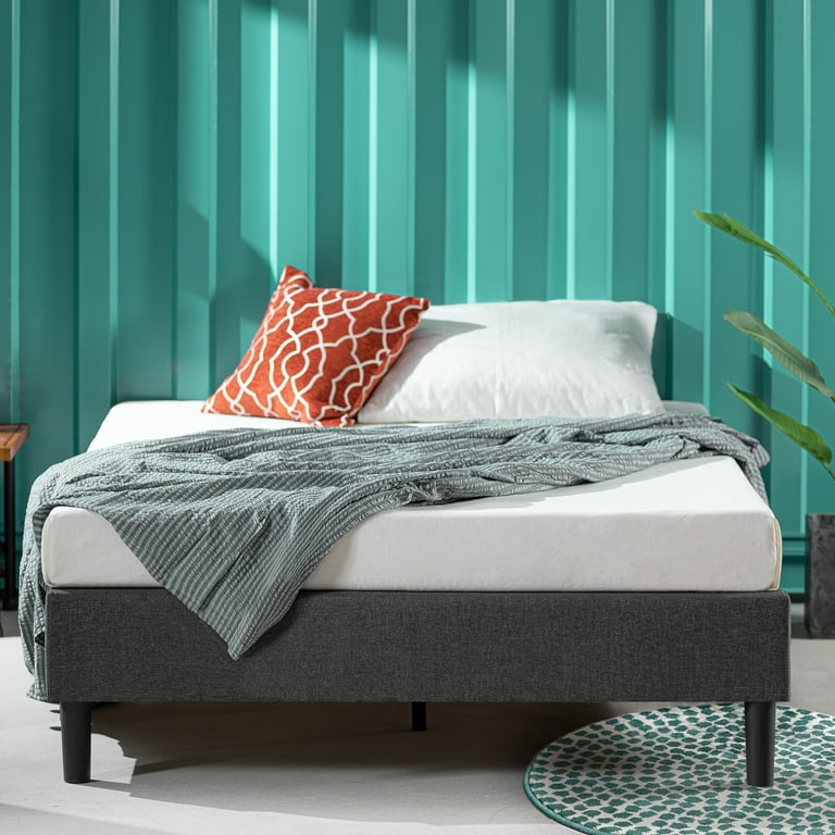 Zinus curtis grey upholstered platform bed frame deals