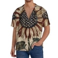 thumbnail image 1 of Fotbe USA Sunflower Flag Camisa Estampada de Manga Corta para Hombre, Casual de Verano, Estilo Playero, Sin Arrugas-Medium, 1 of 5