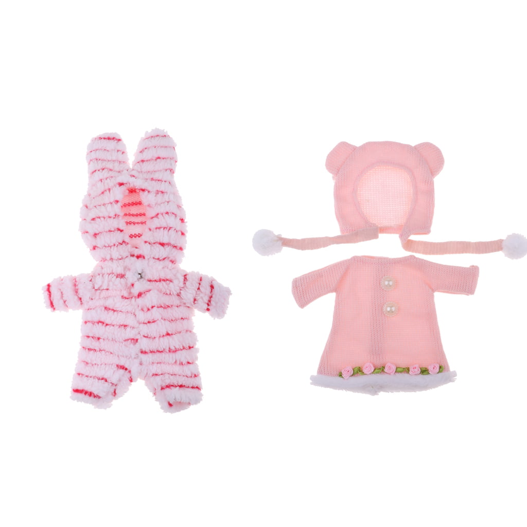 Plush Jumpsuits Knitted Skirt for Mellchan 9-11'' Newborn Baby Dolls Clothes 