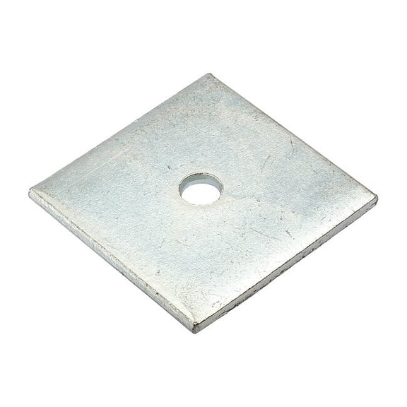 Square Washer, Fits Bolt Size 1/4 in ,Low Carbon Steel Zinc Plated Finish