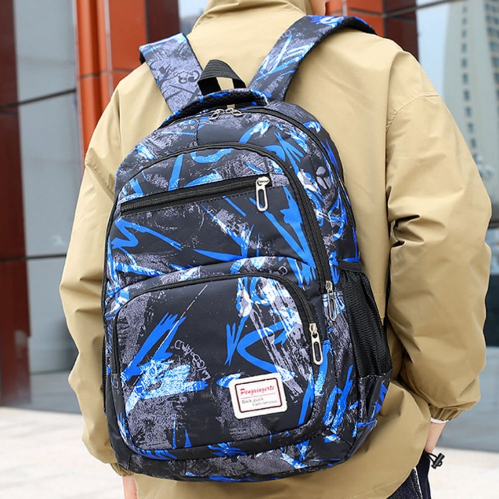 Tyethy School Backpack Printed Kids School Bag Set with Lunch Box Pencil Bag for Boys, Blue