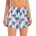 thumbnail image 2 of Vsdgher Palm Leaves Print Women's Running Double Layer Shorts High Waisted with Pockets Elastic Yoga Workout Athletic Gym Sports, 2 of 8