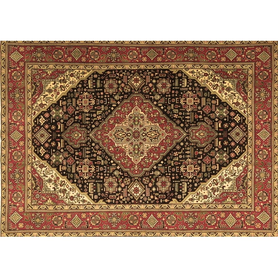 Ahgly Company Indoor Rectangle Medallion Brown Traditional Area Rugs, 5' x 8'