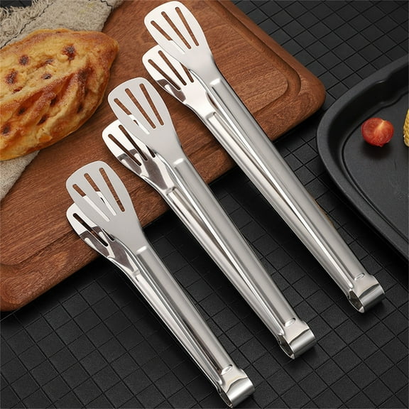 SDJMa 3 Pcs Multiple Size Serving Tongs Kitchen Tongs,Buffet Tongs, Thick Stainless Steel Food Tong Serving Tong, Small Tongs, Hollow Out Design for Juice Oil Drainage