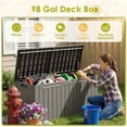 thumbnail image 2 of Homall 98 Gallon Deck Box with Lockable Lid, Waterproof Outdoor Storage Container for Patio, Garden & Backyard, Light Brown, 2 of 7