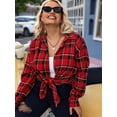 thumbnail image 2 of Weardear Plus Size Flannel Shirts for Women Plaid Button Down Shirts Roll Up Long Sleeve Tops, 2 of 5