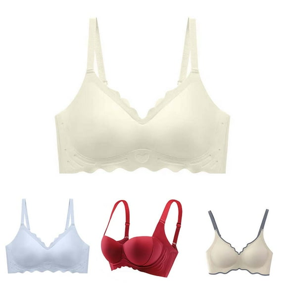 Fatuov Wireless Bras for Women Seamless T-Shirt Bralettes Push-Up Underwear for Daily Solid Color Soft Bras 38A, White