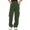 thumbnail image 3 of ManxiVoo Womens Solid Color Workwear Pants Casual Daily Use Trousers with Multiple Pockets Comfort Fit XXL Size Green, 3 of 5