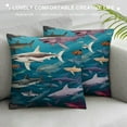 thumbnail image 3 of PHYHOO  Shark Throw Pillow Cushion Cover, Types of Sharks Pattern Whaler Piked Dogfish Whlae Shark Maritime Design Nautical, Decorative Square Accent Pillow Case, 3 of 5