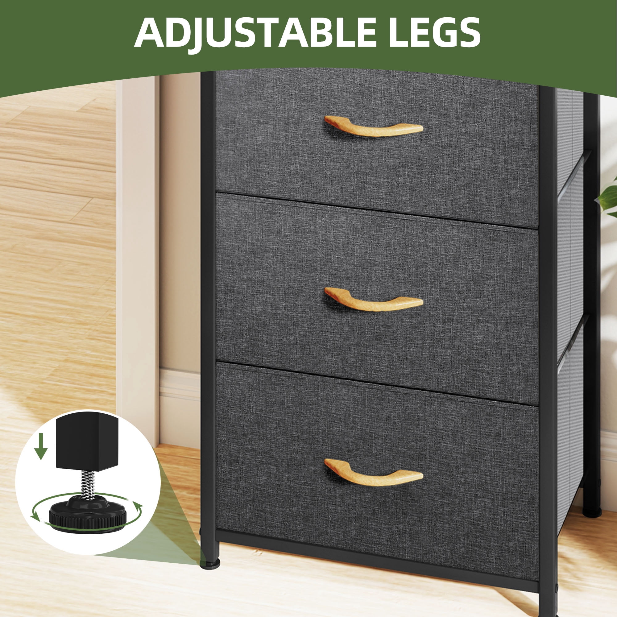 Uforic 4 Drawer Fabric Storage Dresser for Living Room, , Hallway for Adult, Dark Grey