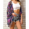 thumbnail image 3 of Swimsuit Coverup for Women Kimino Cardigan Bathing Suit Cover Ups Floral Print Beach Coverup Alsol Lamesa, 3 of 5