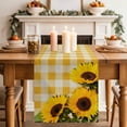 thumbnail image 2 of Table Runner 60 Inches Long for Kitchen Dining, Spring Sunflowers Dresser Scarf Farmhouse, Dining Table Decorations for Wedding/Parties, Yellow White Plaid Farmhouse Rustic 13 x 60 In, 2 of 8