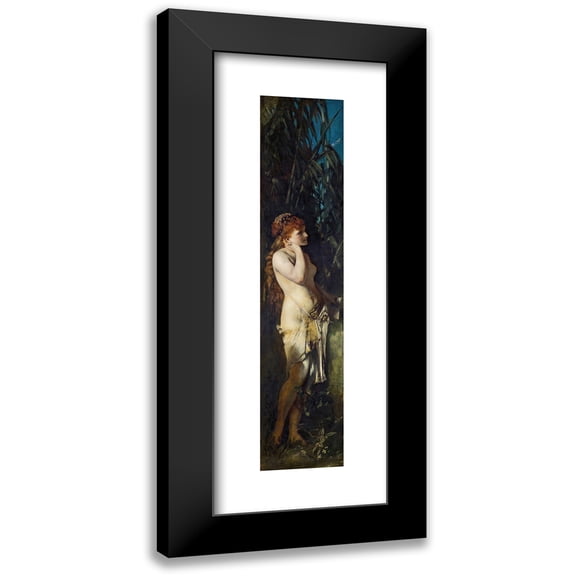 Hans Makart 6x14 Black Modern Framed Museum Art Print Titled - The Five Senses; the Hearing (1872-1879)