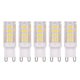 thumbnail image 1 of Bombillas LED G9 de 5W, reemplazo ideal para halógenas de 45W, paquete de 5 unidades, luz cálida 3000K, 400lm, voltaje AC220-240V, base cerámica + PC, larga duración de 25,000 horas. ¡Ahorra energía, 1 of 6