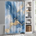 thumbnail image 3 of Blue Marble Fabric Shower Curtain Golden Ripple Abstract Art Washable Shower Curtains for Bathroom, Waterproof Bath Curtain with Hooks Home Decor 72x72in, 3 of 8